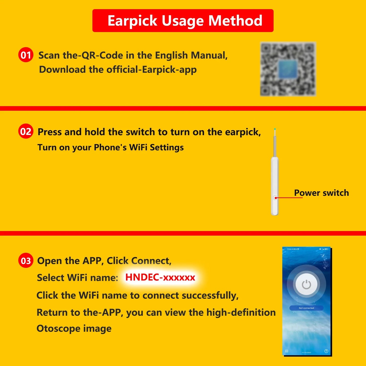 Ear Cleaner with 10 Pieces Earpicks, Ear Wax Removal Tool, 1296P HD Smart Visual Earwax Remove Kits 4 Ear Tips Replacement and 6 LED Lights (White)