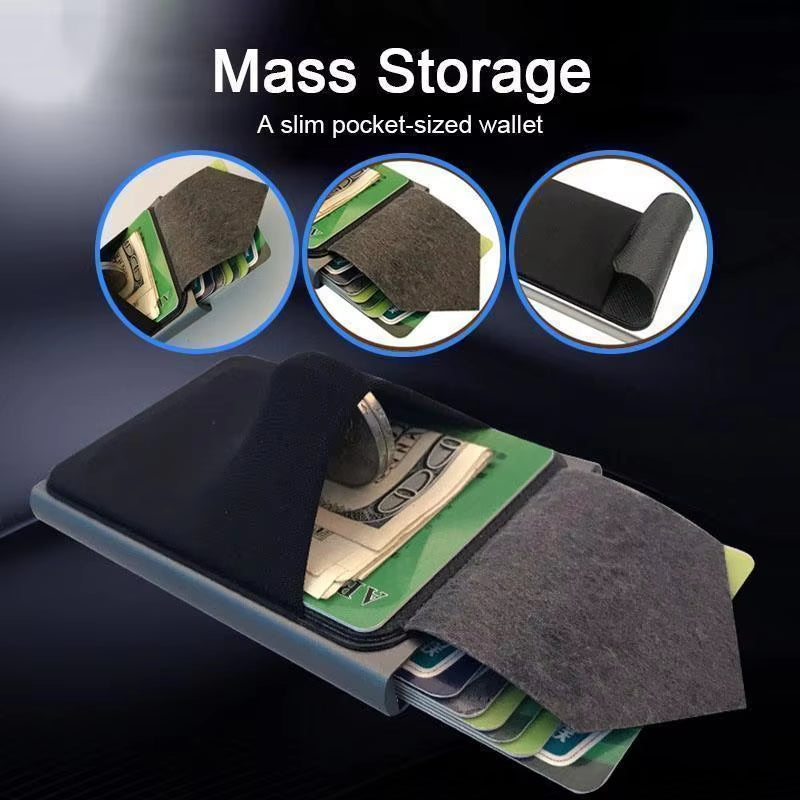 Pop-Out RFID Card Holder Slim Aluminum Wallet Elasticity Back Pouch ID Credit Card Holder Blocking Protect Travel ID Cardholder