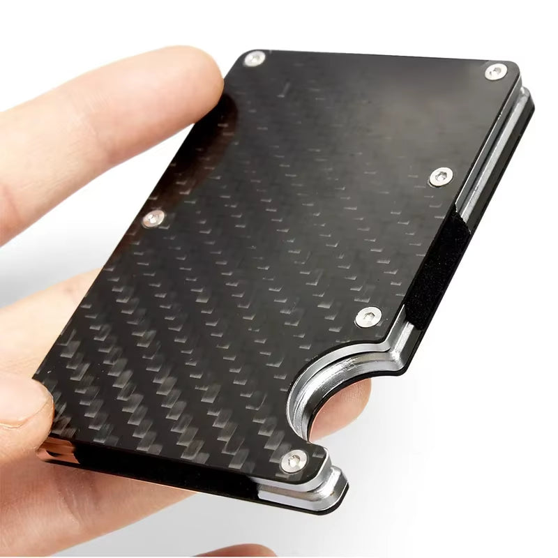 Carbon Fiber Wallet Slim Metal Credit Card Holder Hot New Design Minimalist Rfid Blocking Men Cardholder anti Protect Clip Sets