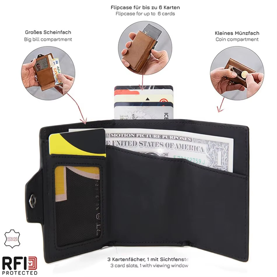 Rfid Carbon Fiber Card Holder Men Wallets Slim Thin Coin Pocket ID Bank Credit Cardholder Case Aluminum Minimalist Smart Wallet