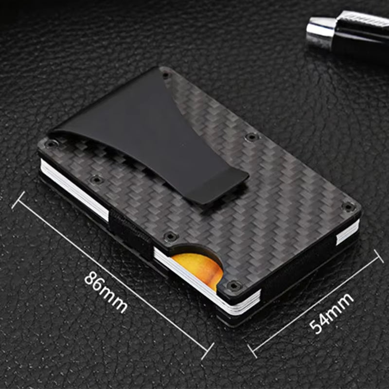Dropshipping Carbon Fiber Credit Card Holder Wallet New Minimalist Rfid Blocking Slim anti Protect Metal Cardholder Clip for Men