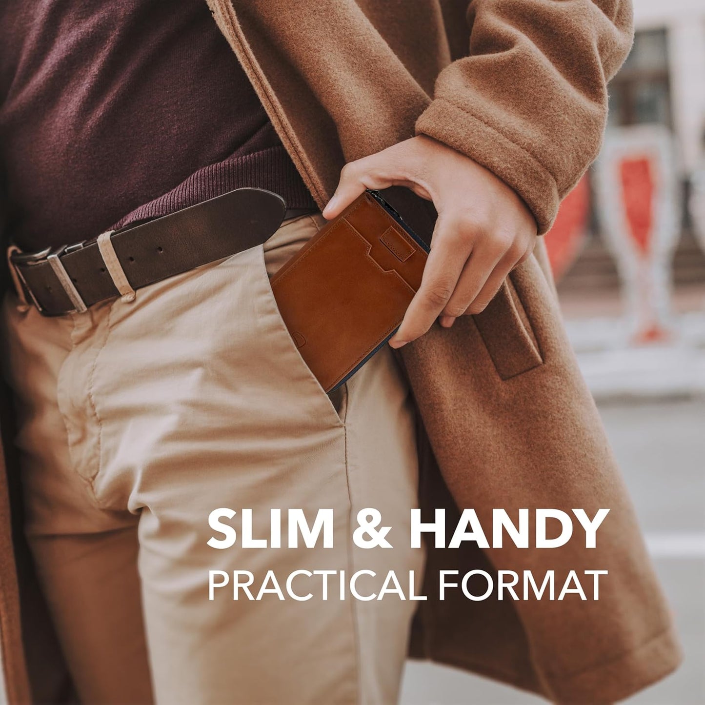 NOTTING HILL Minimalist Leather Zipper Wallet for Women and Men: Slim Multi Cardholder with RFID Blocking and Keychain Ring