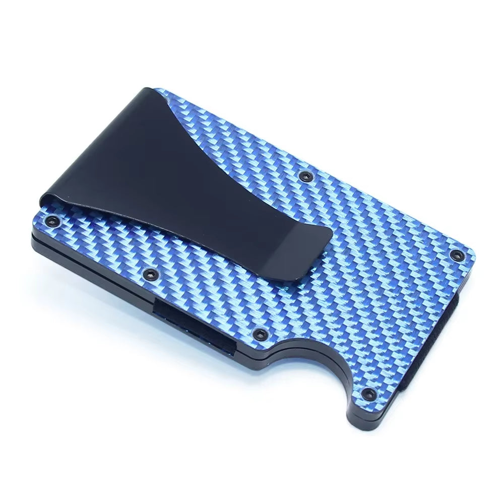 Dropshipping Carbon Fiber Credit Card Holder Wallet New Minimalist Rfid Blocking Slim anti Protect Metal Cardholder Clip for Men