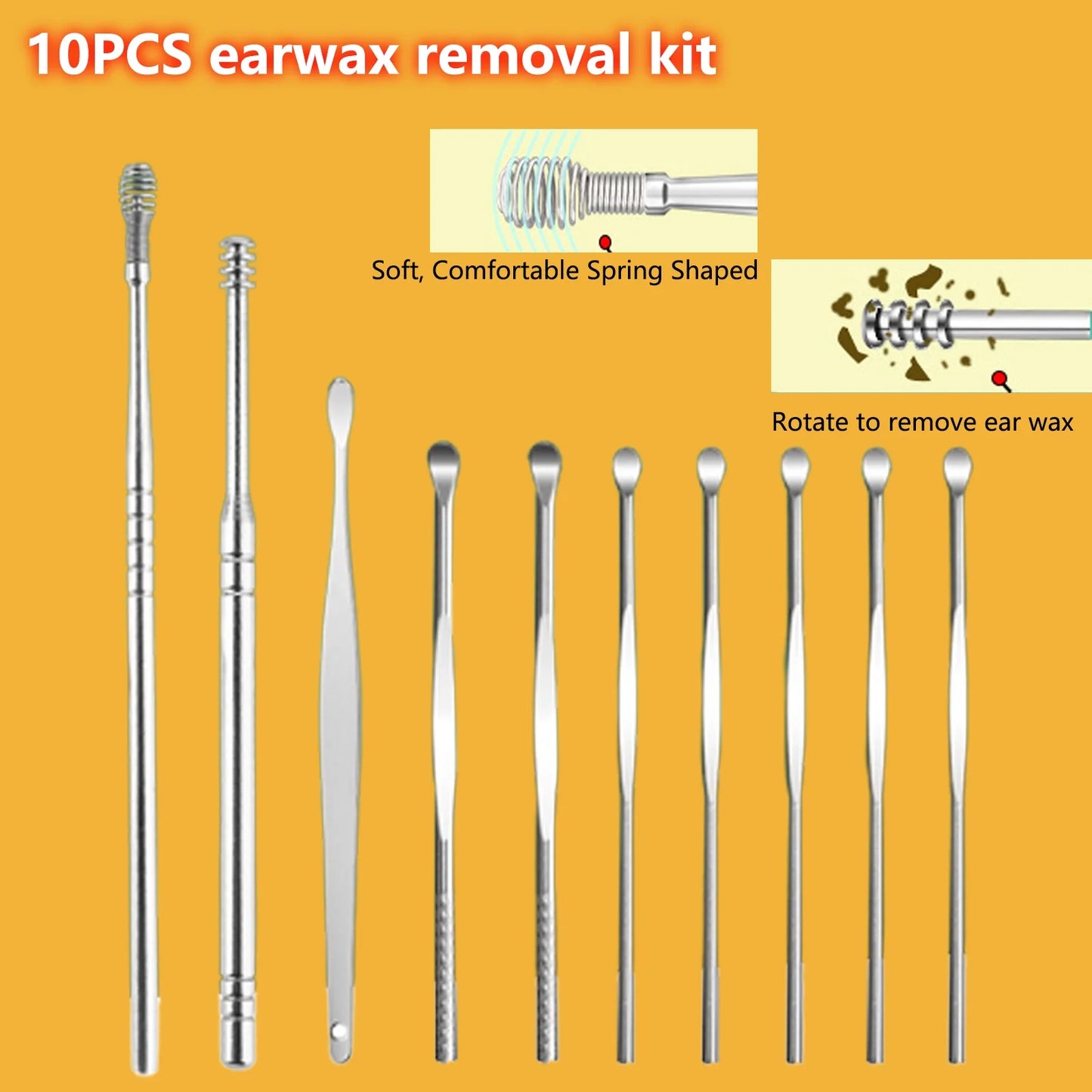 Ear Cleaner with 10 Pieces Earpicks, Ear Wax Removal Tool, 1296P HD Smart Visual Earwax Remove Kits 4 Ear Tips Replacement and 6 LED Lights (White)