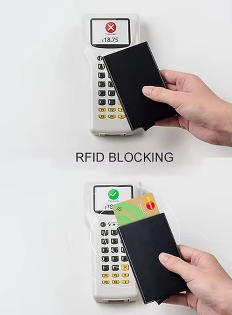 Pop-Out RFID Card Holder Slim Aluminum Wallet Elasticity Back Pouch ID Credit Card Holder Blocking Protect Travel ID Cardholder