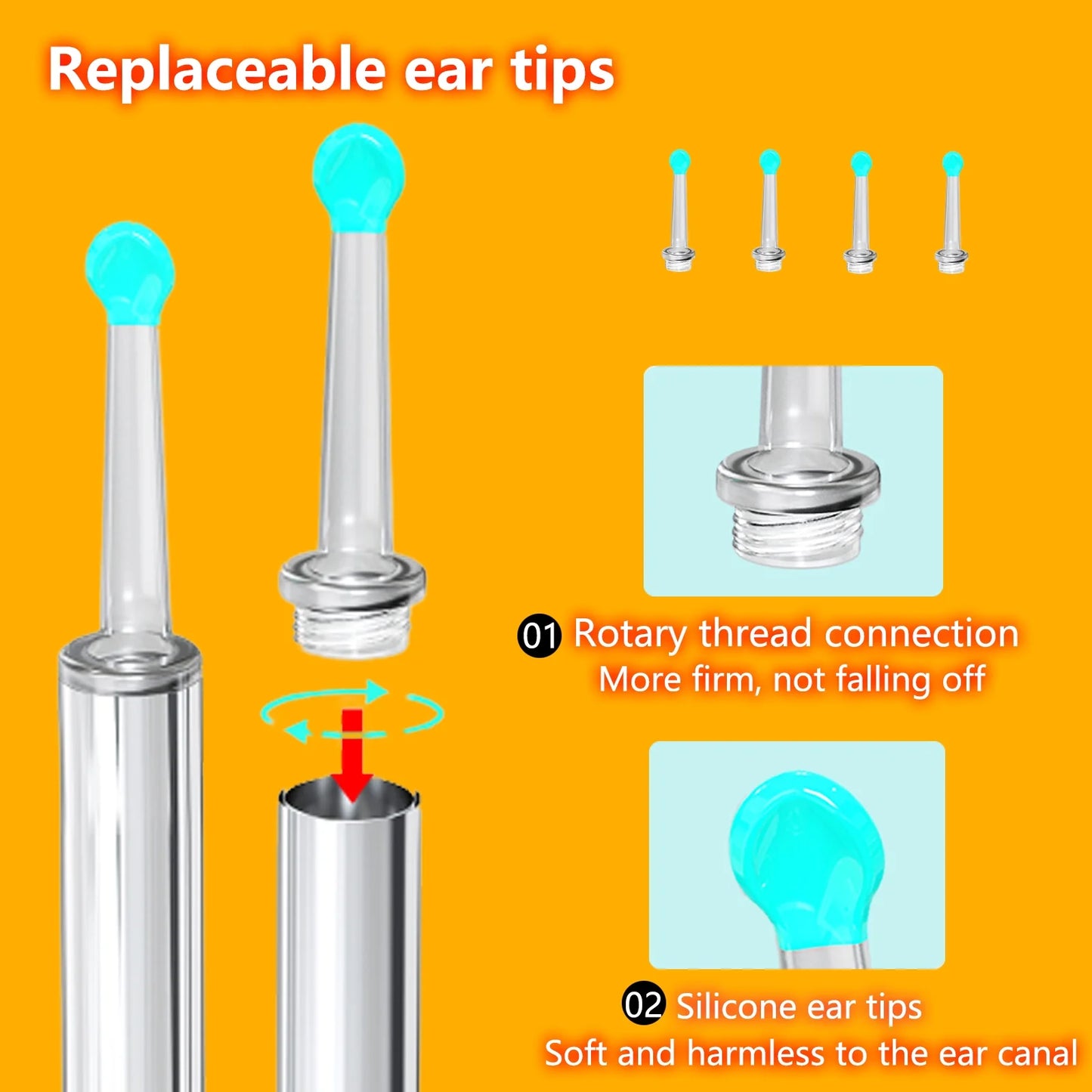 Ear Cleaner with 10 Pieces Earpicks, Ear Wax Removal Tool, 1296P HD Smart Visual Earwax Remove Kits 4 Ear Tips Replacement and 6 LED Lights (White)