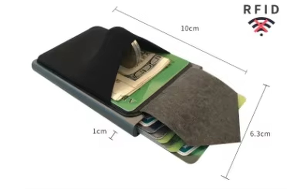 Pop-Out RFID Card Holder Slim Aluminum Wallet Elasticity Back Pouch ID Credit Card Holder Blocking Protect Travel ID Cardholder