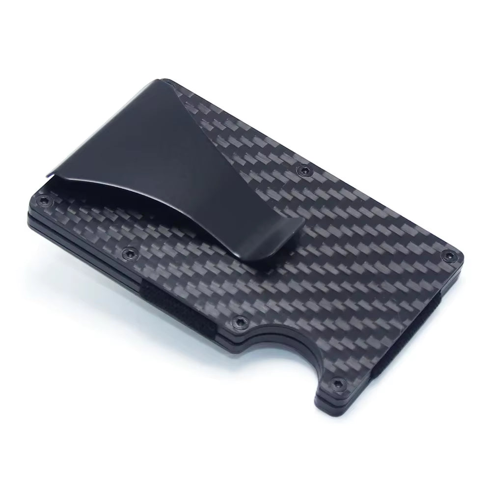 Dropshipping Carbon Fiber Credit Card Holder Wallet New Minimalist Rfid Blocking Slim anti Protect Metal Cardholder Clip for Men
