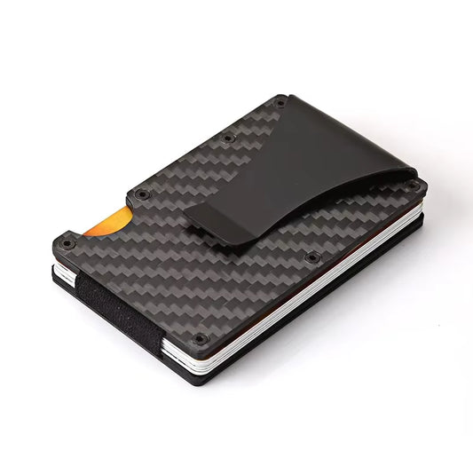 Carbon Fiber Wallet Slim Metal Credit Card Holder Hot New Design Minimalist Rfid Blocking Men Cardholder anti Protect Clip Sets