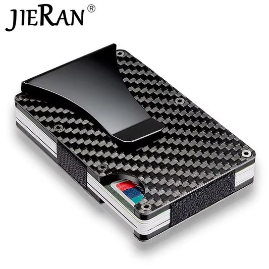 Carbon Fiber Wallet Slim Metal Credit Card Holder Hot New Design Minimalist Rfid Blocking Men Cardholder anti Protect Clip Sets